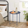 Javlergo Set of 2 Folding Round Steel TV Tray Tables - Compact Side Tables, No Assembly Needed - Dimensions: 18.5 x 18.5 x 19.7 in