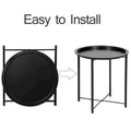 Javlergo Set of 2 Folding Round Steel TV Tray Tables - Compact Side Tables, No Assembly Needed - Dimensions: 18.5 x 18.5 x 19.7 in