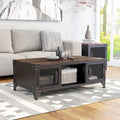Conner Rustic Dark Walnut Steel 2-Piece Coffee and End Table Set by Furniture of America