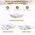 39.4-Inch Square Marble Veneer Coffee Table with Sliding Storage Top