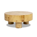 Nebula 35.5-Inch Round Burl Wood Coffee Table with Elegant Pillar Legs
