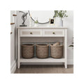 Bohemian Natural Rattan Console Table with Expanded Top and Dual Drawers