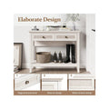 Bohemian Natural Rattan Console Table with Expanded Top and Dual Drawers