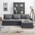 Contemporary L-Shaped Corduroy Sofa with Reversible Chaise from Harper & Bright Designs