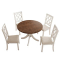 5-Piece Upholstered Chair Round Dining Table Set