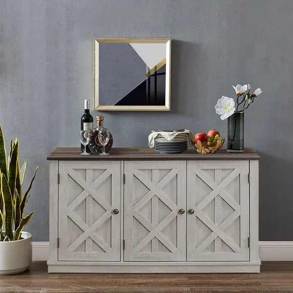 48-Inch Rustic Wood Buffet Cabinet with 3 Doors - Generous Storage Space
