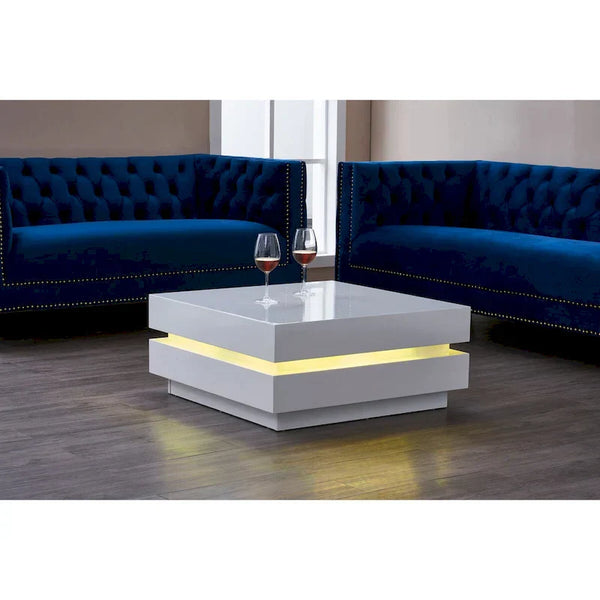 Artiva Contemporary Coffee Table with Remote-Controlled Multi-LED Lighting