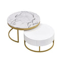 GEITIN Contemporary Round Nesting Coffee Table with Storage Drawers