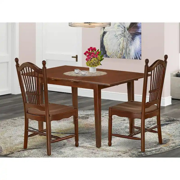 East West Furniture Mahogany Dining Table Set - Kitchen Table with Dining Chairs (Various Piece Options)