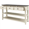 Solid Pine Wood Console Table Featuring Two Open Shelves
