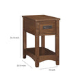 Brown Chairside End Table with 1 Drawer and Open Bottom Shelf