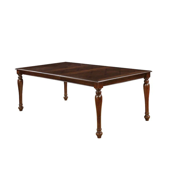 Brown Rectangular Wooden Dining Table with Elegant Turned Legs