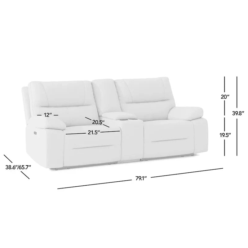 Malibu 79 Leather Power Reclining Loveseat with Console and Cup Holders - 2-Piece Set