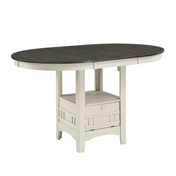 Glee Extendable Counter Height Table (42-60 Inches) in Antique White and Brown