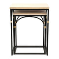 Claudette Set of 2 Rectangle Side Tables with Rattan Accents in Wood and Metal
