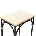Claudette Set of 2 Rectangle Side Tables with Rattan Accents in Wood and Metal