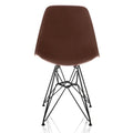 Mid-Century Modern DSR Dining Accent Side Chair with Brown Wood Grain Finish and Black Eiffel Steel Legs - Nature Series