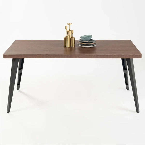 HomyLin 63-Inch Rectangular Dining Table for 4-6 People with Wooden Top and Metal Legs