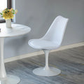 Mid-Century Modern Swivel Tulip Accent Chair with Plush Cushioned Seat in White Polypropylene