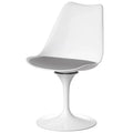 Mid-Century Modern Swivel Tulip Accent Chair with Plush Cushioned Seat in White Polypropylene