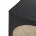 Rattan Storage Cabinet with 2 Doors, Adjustable Shelves, and 3 Drawers