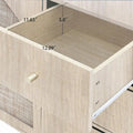 Rattan Storage Cabinet with 2 Doors, Adjustable Shelves, and 3 Drawers