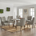 Set of 6 Albert Farmhouse Upholstered Solid Wood Dining Chairs by HULALA HOME