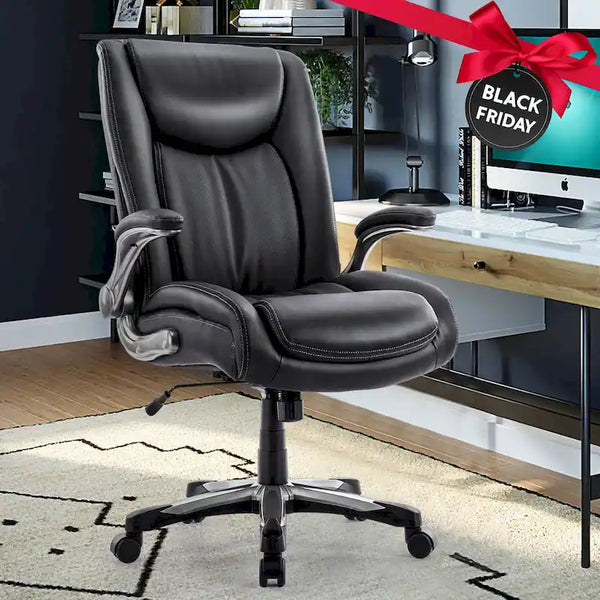 Ergonomic Office Chair with High Back Flip Up Armrests and Rolling Base