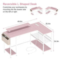 Contemporary L-Shaped Computer Desk with Built-In Power Outlets and LED Lighting