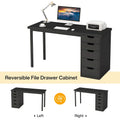 Contemporary Minimalist Computer Desk with 5 Drawer Storage for Study and Writing