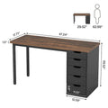 Contemporary Minimalist Computer Desk with 5 Drawer Storage for Study and Writing