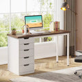 Contemporary Minimalist Computer Desk with 5 Drawer Storage for Study and Writing