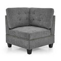 Grey Chenille L-Shaped Modular Sectional Sofa Set with Three Individual Chairs and Three Corner Pieces - Dimensions: 116W x 89.5D x 36.5H