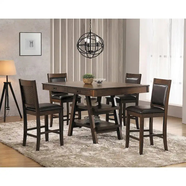 9-Piece Counter Height Dining Set in Ferrara Walnut and Brown