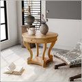 Small Round Dining Table with Curved Legs in Farmhouse Style