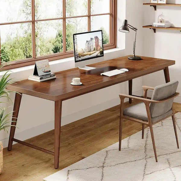 78.7-Inch Extra Long Wooden Desk - Spacious 2-Person Computer and Writing Desk