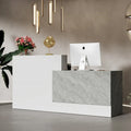 White Reception Desk with Computer Surface and Four Shelves