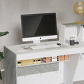 White Reception Desk with Computer Surface and Four Shelves