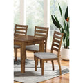 Set of 2 Walnut and Light Gray Ladder Back Side Chairs