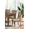 Set of 2 Walnut and Light Gray Ladder Back Side Chairs