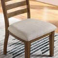 Set of 2 Walnut and Light Gray Ladder Back Side Chairs
