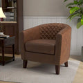 Ethan Barrel Accent Chair in PU Leather with Nailhead Detailing