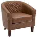 Ethan Barrel Accent Chair in PU Leather with Nailhead Detailing