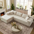 OVIOS Cozy Long Plush Chaise Sofa - No Assembly Needed