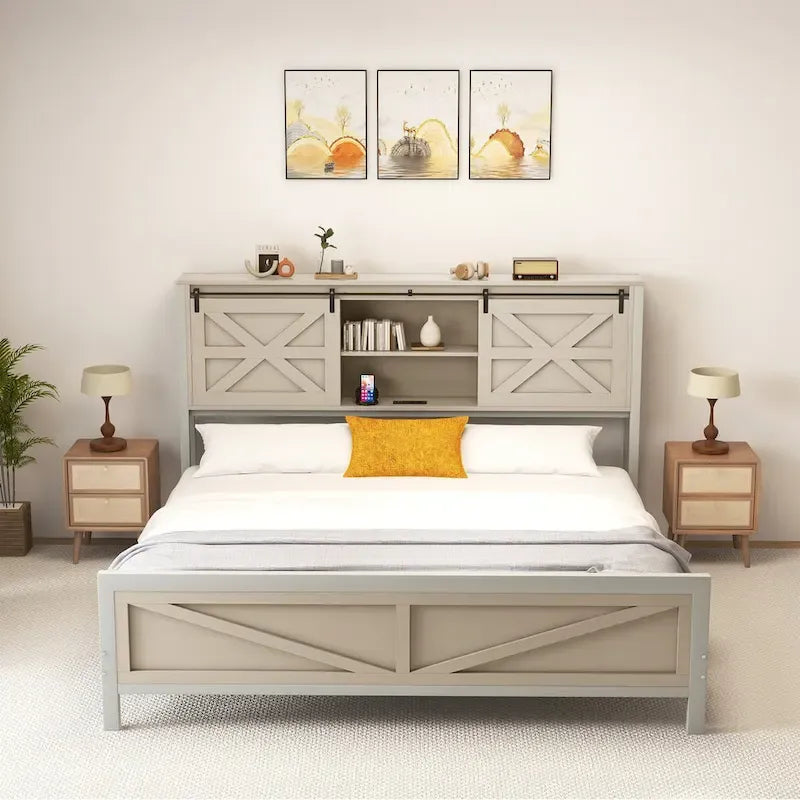 Moasis Farmhouse Oak Bed Frame - Available in Queen and King Sizes