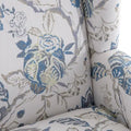 Set of 2 Accent Armchairs with Turned Legs in Blue, Beige, and Grey