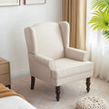 Set of 2 Accent Armchairs with Turned Legs in Blue, Beige, and Grey