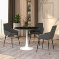 Bristol 35-Inch Round Dining Table for 4 with Sintered Stone Top and White Stainless Steel Pedestal Base