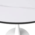 Bristol 35-Inch Round Dining Table for 4 with Sintered Stone Top and White Stainless Steel Pedestal Base