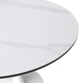 Bristol 35-Inch Round Dining Table for 4 with Sintered Stone Top and White Stainless Steel Pedestal Base